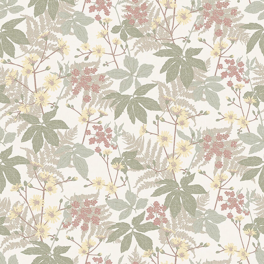 Lindskog, tapet i grön, multifärg