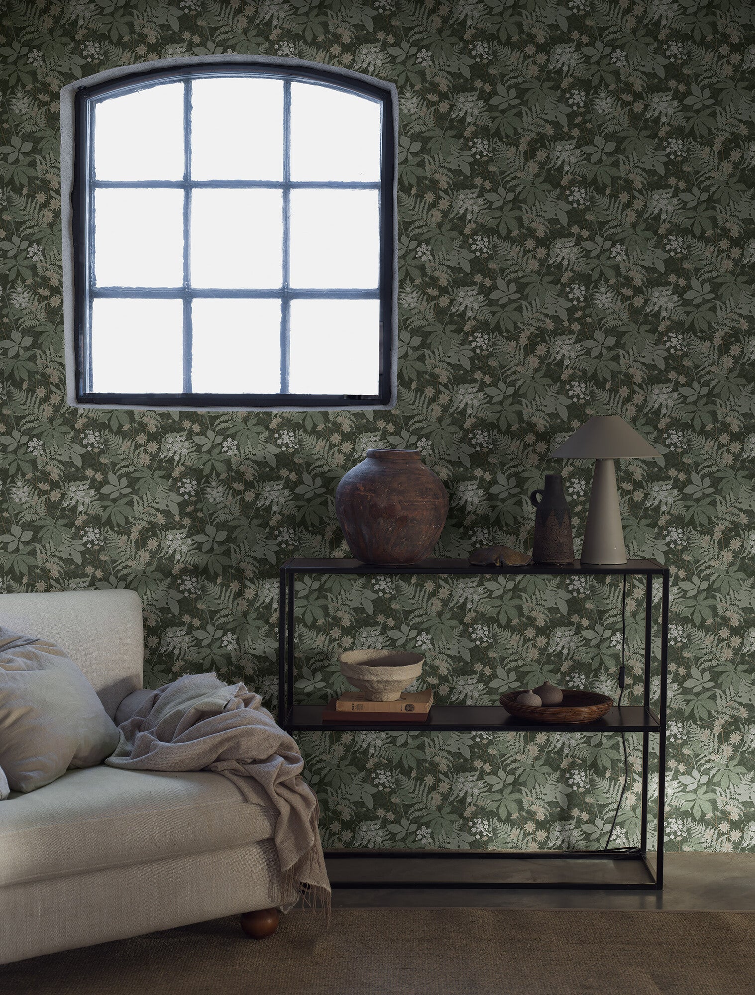 Lindskog, tapet i grön