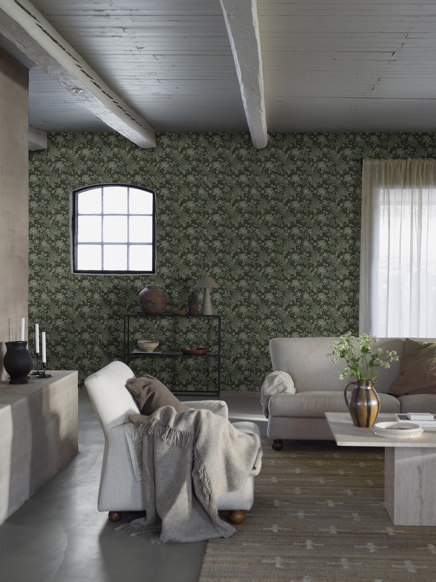 Lindskog, tapet i grön