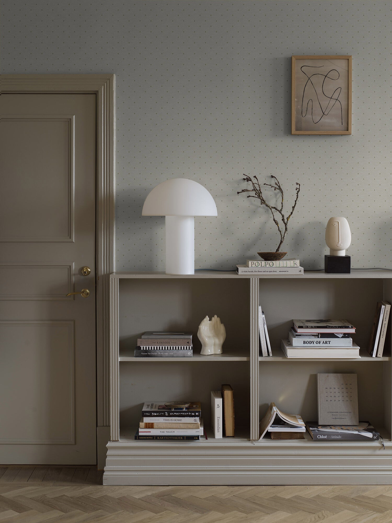 Golden Trellis, beige rutmönster