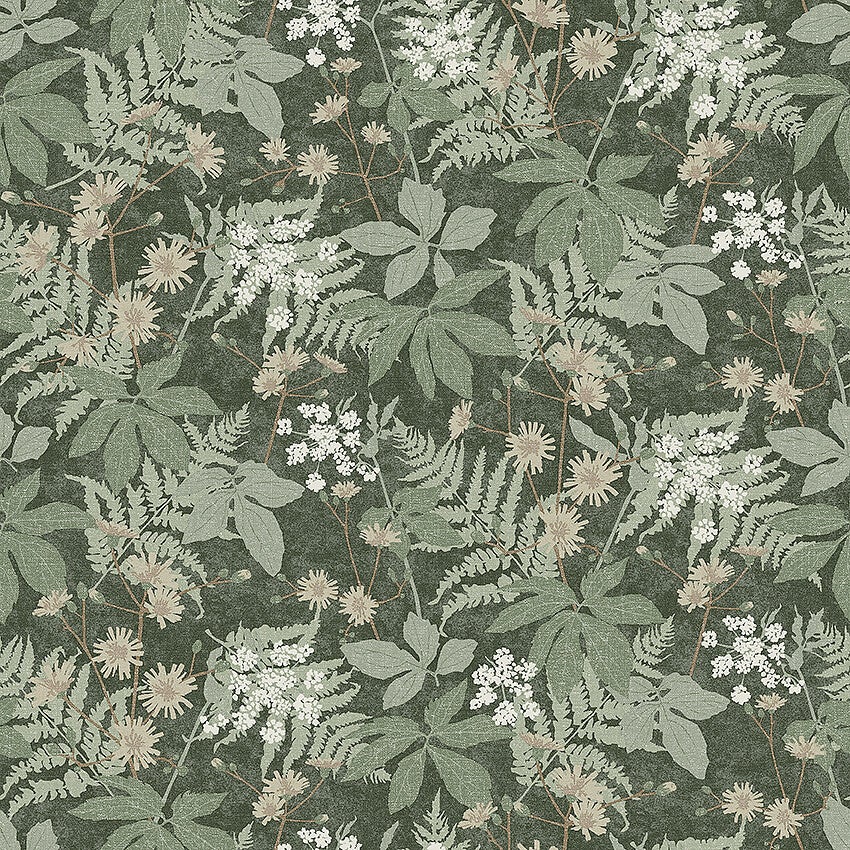 Lindskog, tapet i grön